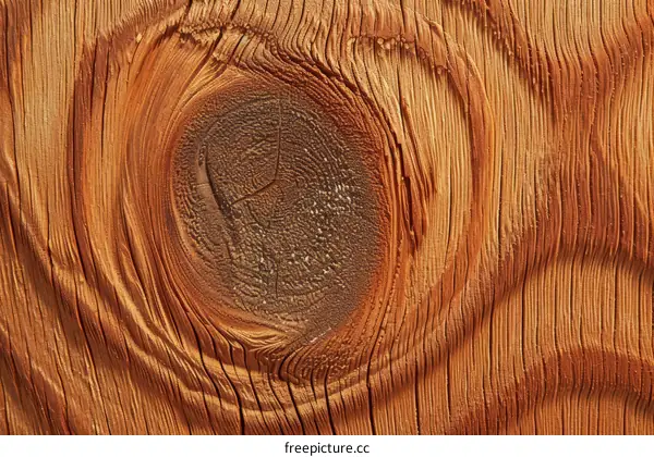 Close up of a knot in a wooden plank