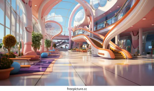 futuristic airport interior