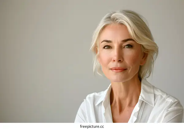 Portrait of a Senior Woman with Blonde Hair