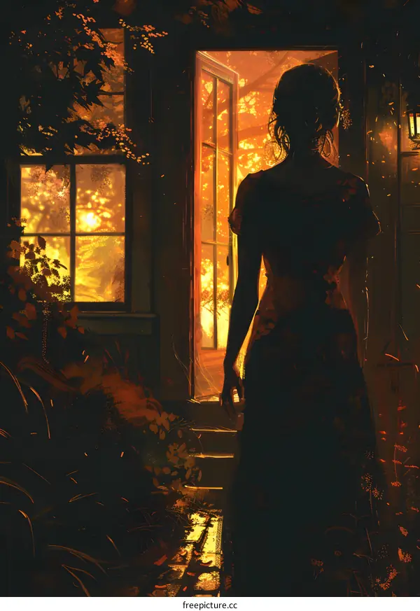 girl looking out the window at sunset