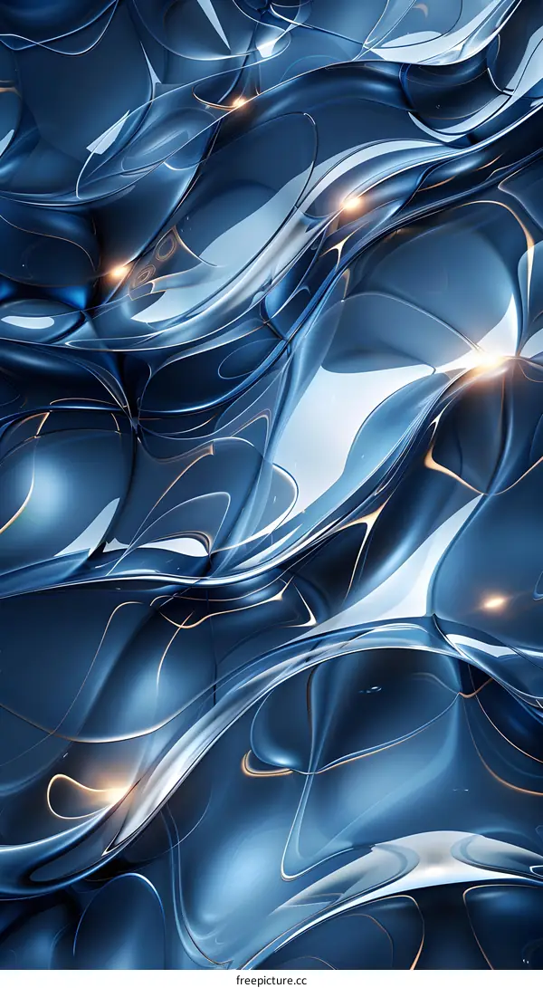 Abstract Blue Liquid Gold Flow