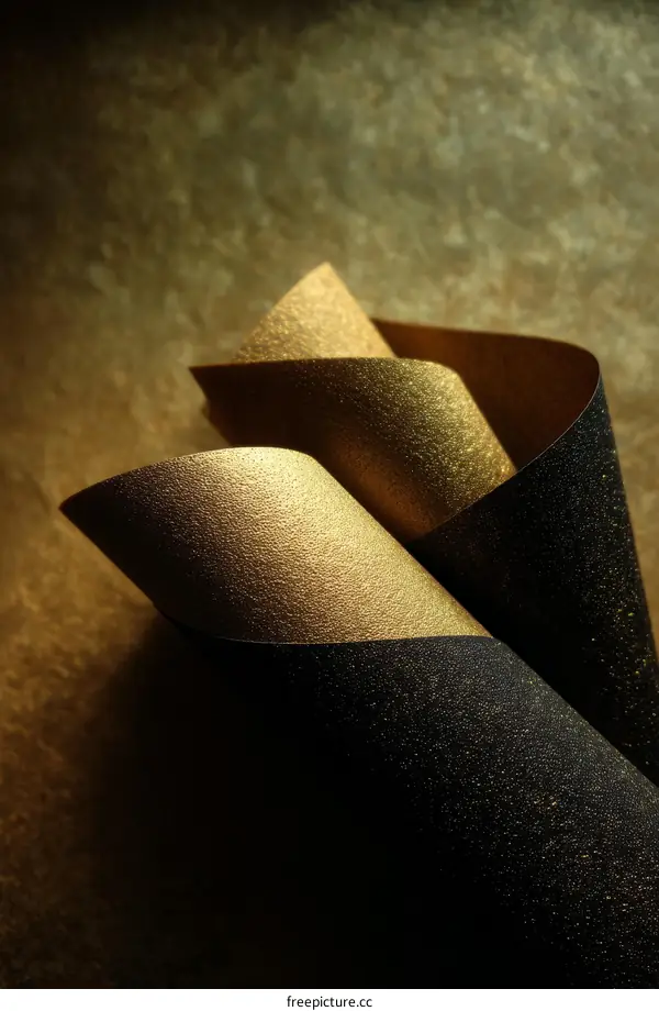 Gold and Black Textured Paper Abstract Art