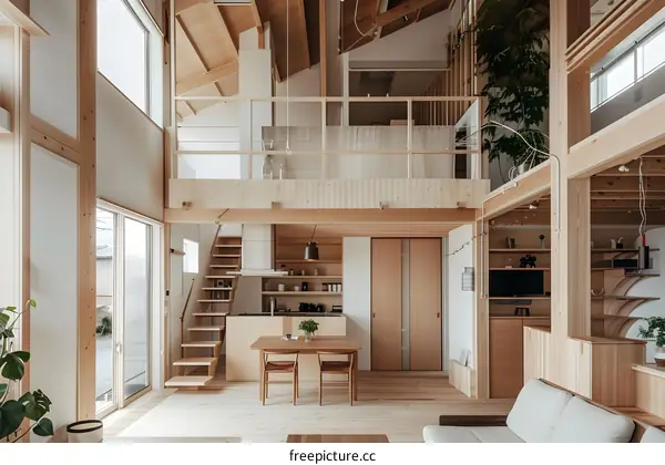 Modern Wooden Home Interior Design With Open Floor Plan