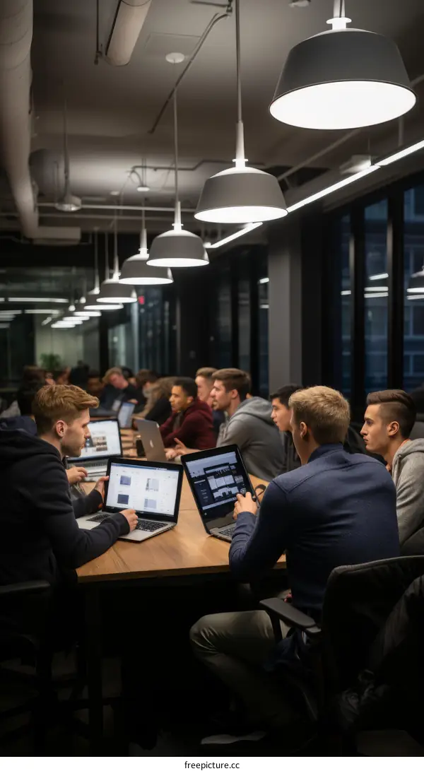 A group of people sitting around a table having a meeting