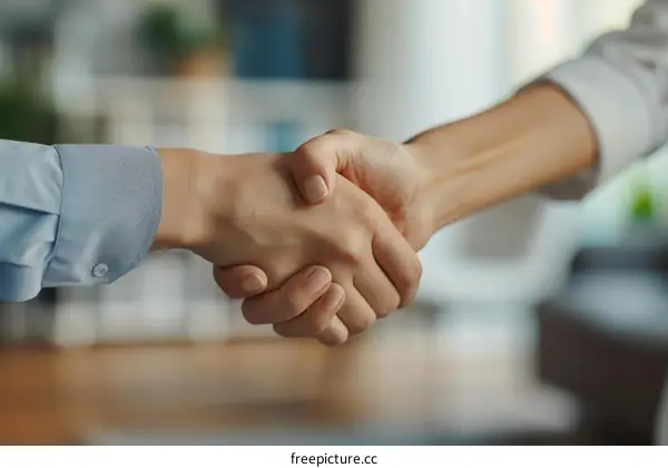 Two businesswomen shaking hands to seal a deal