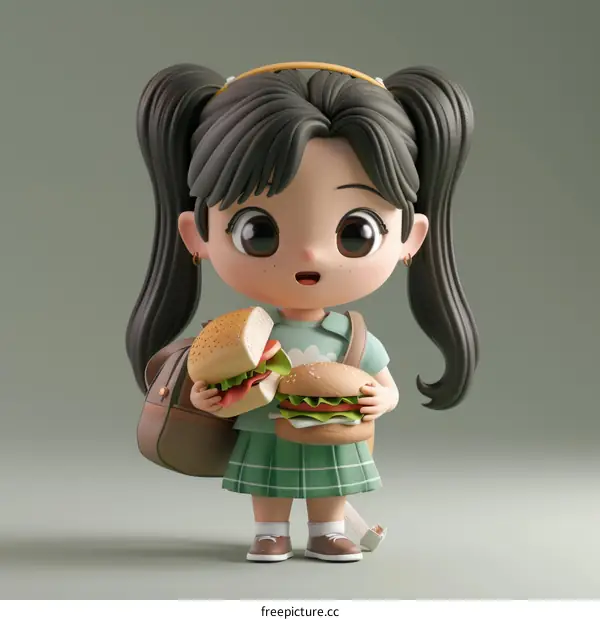 Little Girl Holding Two Burgers