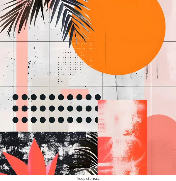 Abstract Geometric Shapes With Tropical Plants