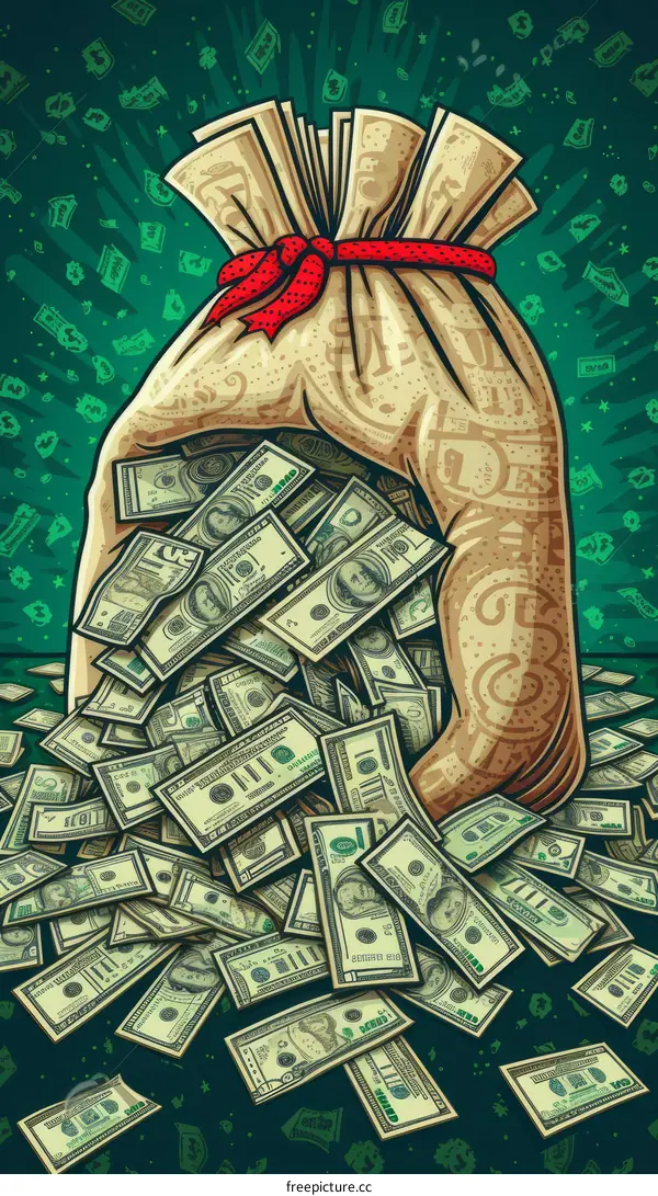 An illustration of an open sack full of money