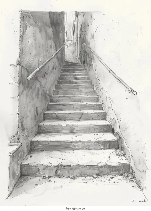 Long flight of stone steps going up