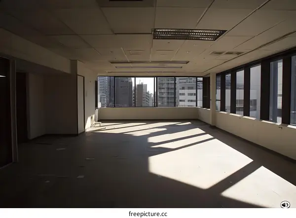 Empty Office Room with City View