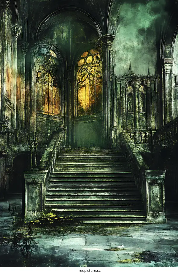 Old Stone Stairway Leading Up to An Ancient Church