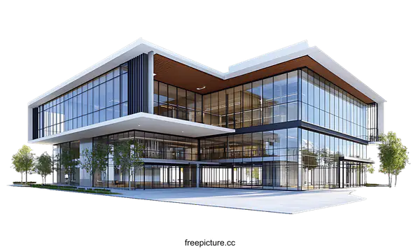 [Transparent Background PNG]Modern Glass Office Building Architecture Design