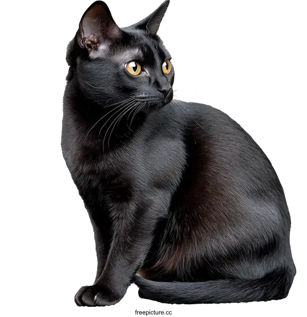 [Transparent Background PNG]Beautiful Black Cat Portrait