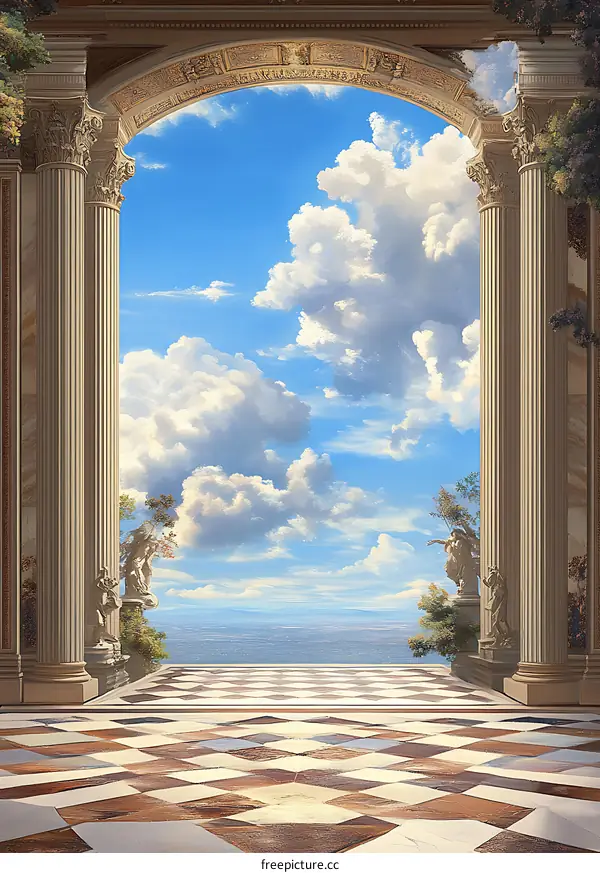 Classic Roman Archway View of the Sky