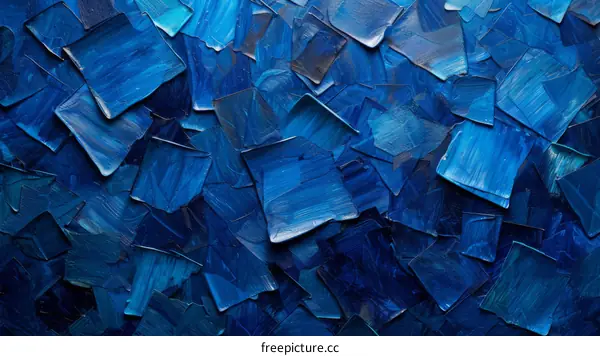 Blue abstract painted background with thick oil paint
