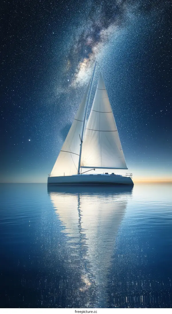 Majestic Sailboat Under the Milky Way