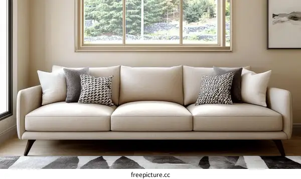Modern Beige Sofa in a Cozy Living Room