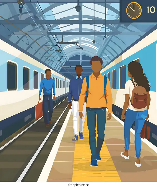 People Walking on Platform at Train Station