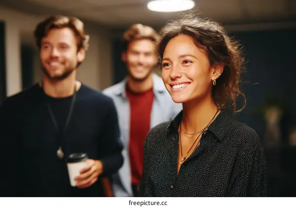 Casual Encounter of Young Adults in a Corridor