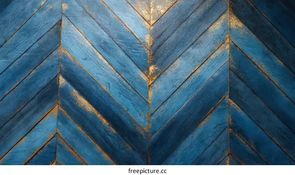 Vintage Blue Chevron Wood Paneling Background
