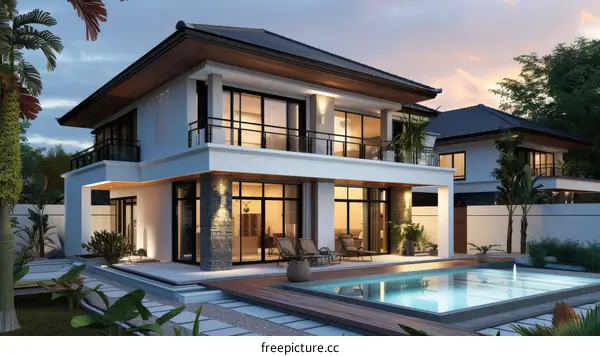 Modern Luxury Villa Exterior Design with Pool