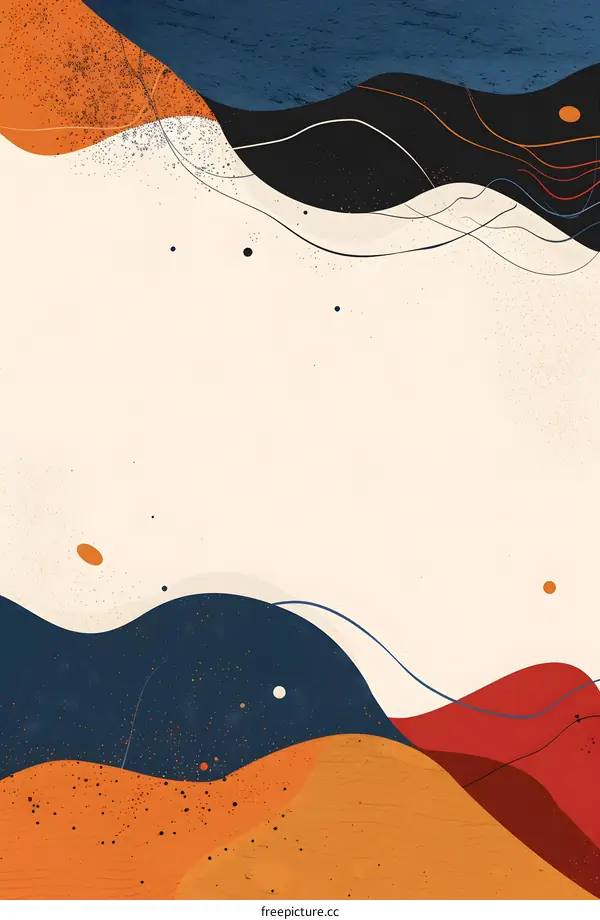 Abstract Background with Wavy Lines and Dots