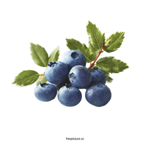 [Transparent Background PNG]Fresh Blueberries with Dew Drops