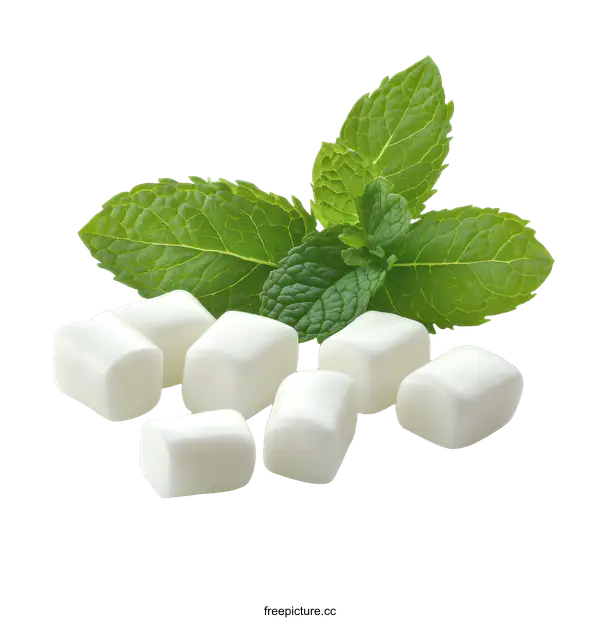 [Transparent Background PNG]Fresh Mint Candy Cubes on White Background