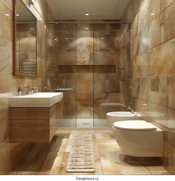 Modern Bathroom with Bathtub, Shower