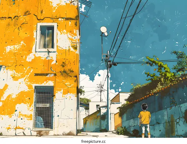 Summer Stroll Down a Narrow City Street