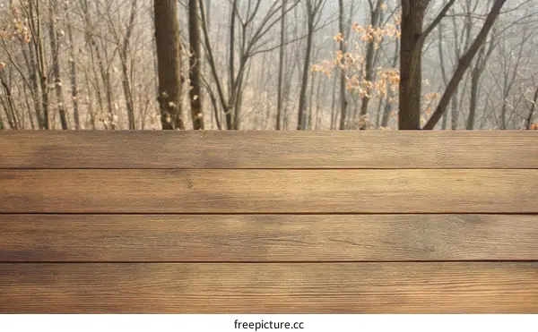 Wooden Tabletop with Forest Background