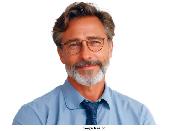 [Transparent Background PNG]Portrait of a Smiling Mature Caucasian Male