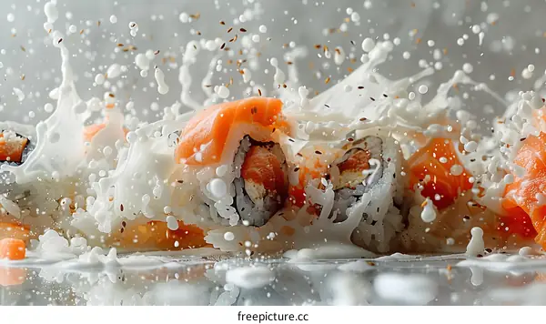 Sushi with milk splash