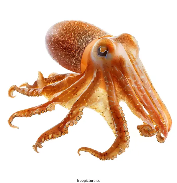 Orange Octopus on White Background