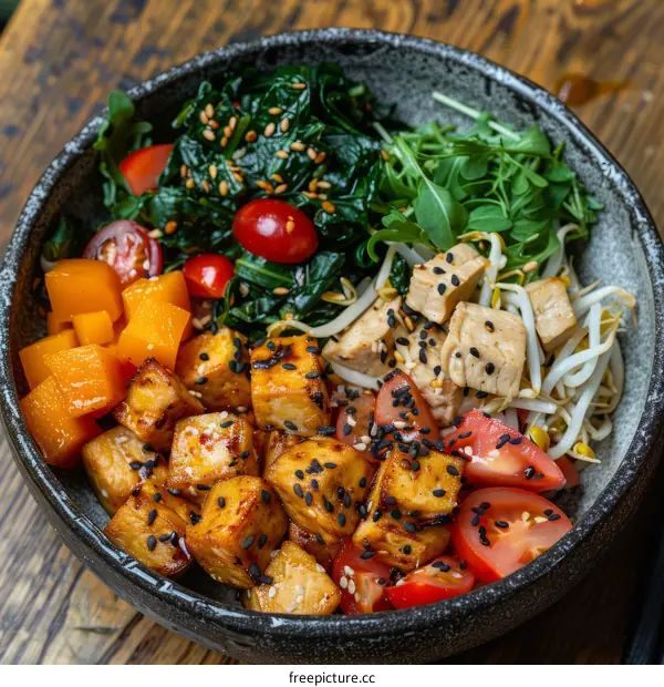 Vegan Tofu Bowl with Roasted Vegetables