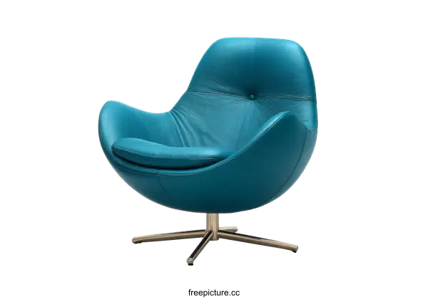 [Transparent Background PNG]Modern Teal Leather Egg Chair Design