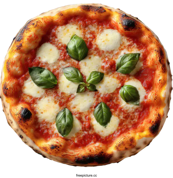 [Transparent Background PNG]Delicious Italian Margherita Pizza