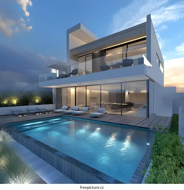 Modern Villa With Swimming Pool And Terrace Design