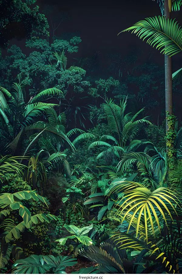 Tropical Rainforest Lush Greenery Palm Trees
