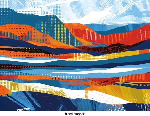 Abstract Landscape Artwork with Mountains and Sky