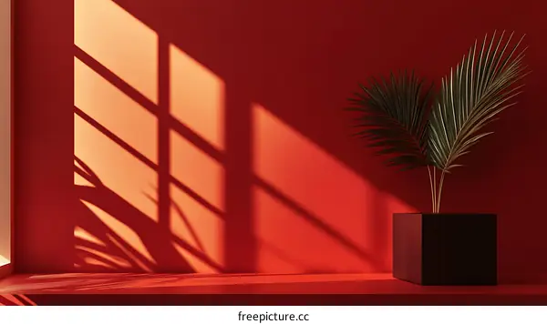Modern Minimalist Interior Scene with Sunlight and Shadows