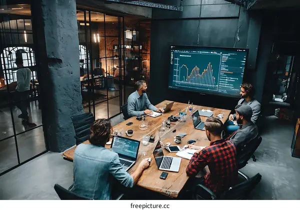 Business Meeting in Modern Office Space