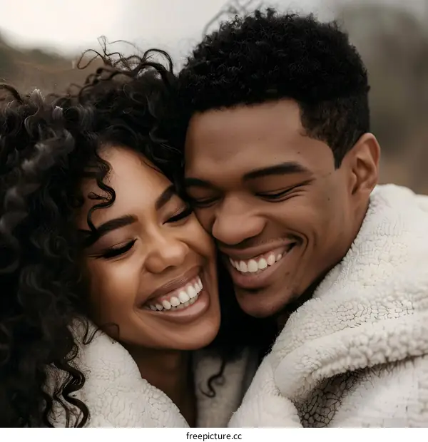 Smiling Couple Close Up Photo In Love