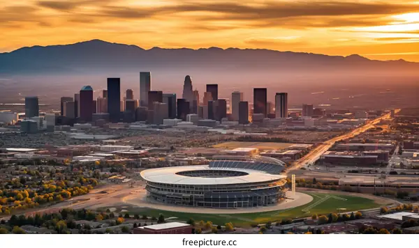 Aerial view of Empower Field at Mile High stadium in Denver, Colorado, Mile High Stadium