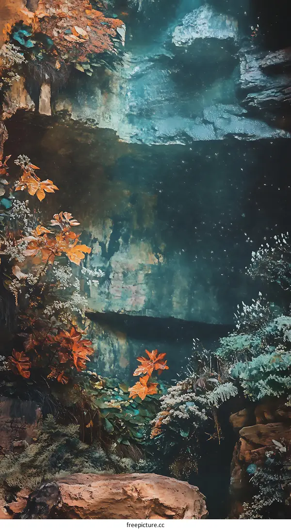 Nature Scene With Rocks And Plants