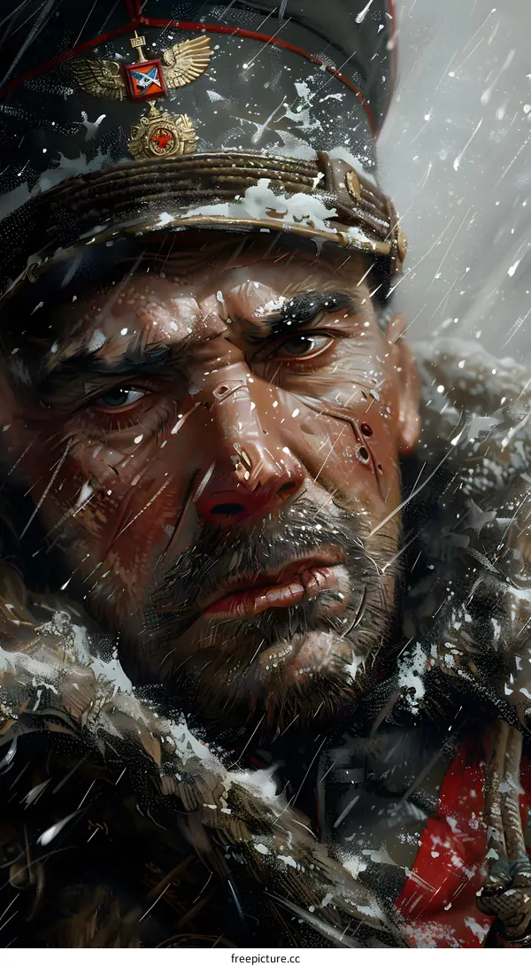 Portrait of a weathered soldier