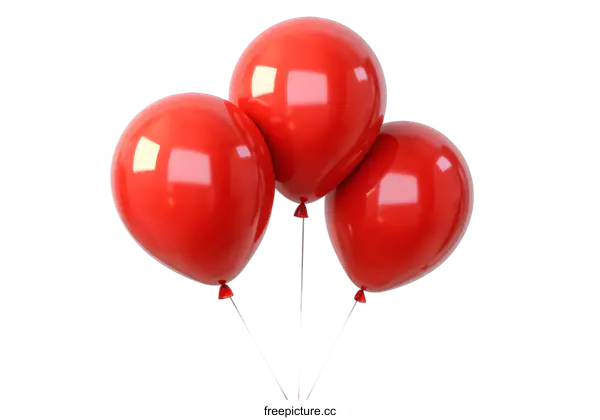 [Transparent Background PNG]Three Red Balloons Against a White Background