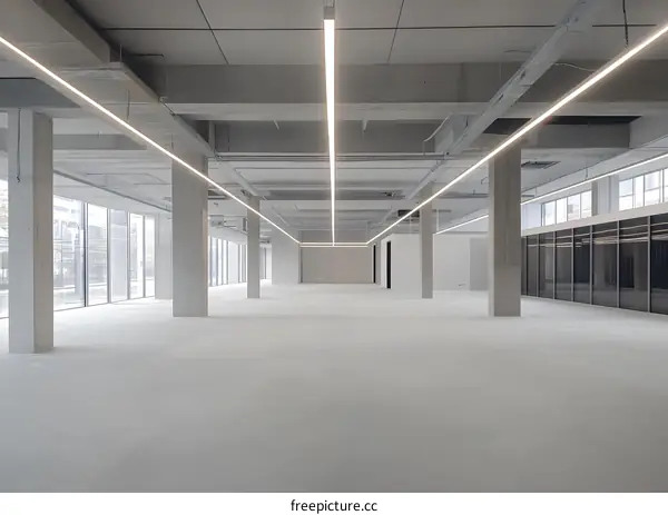 Modern Empty Office Space With Large Windows