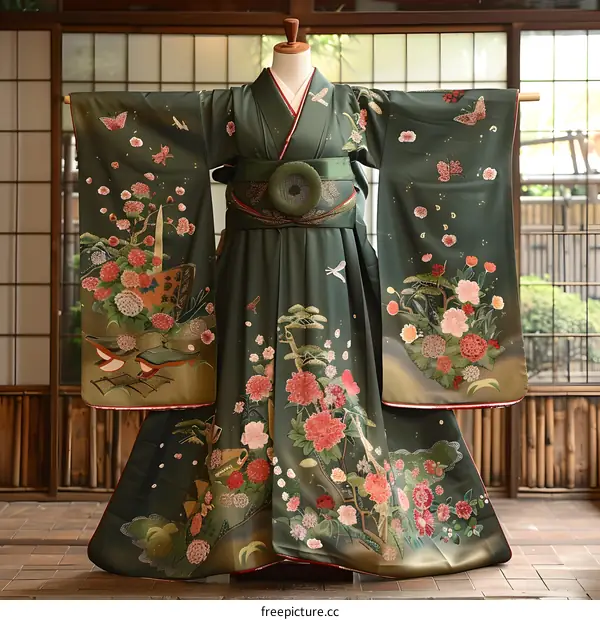 A kimono with a floral pattern