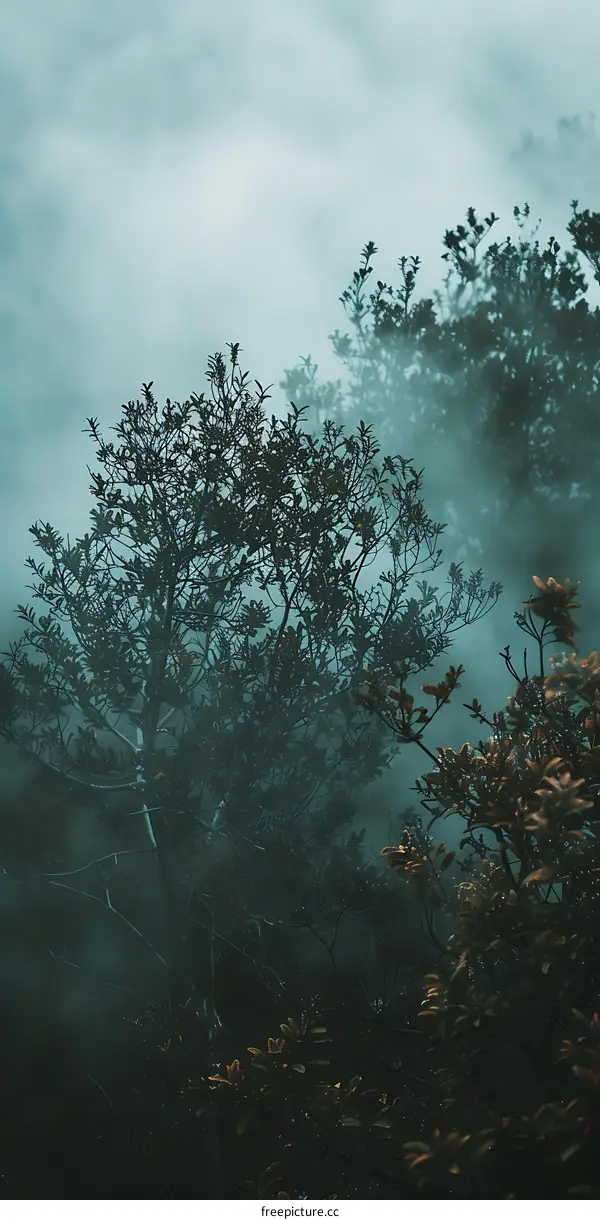Foggy Forest Trees in the Mist